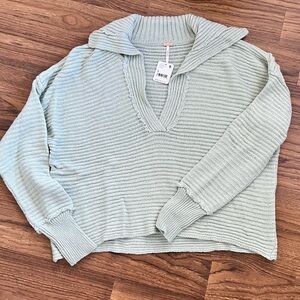 Free People Marlie Pullover Sweater Mint Green, Size Small, Brand New With Tags